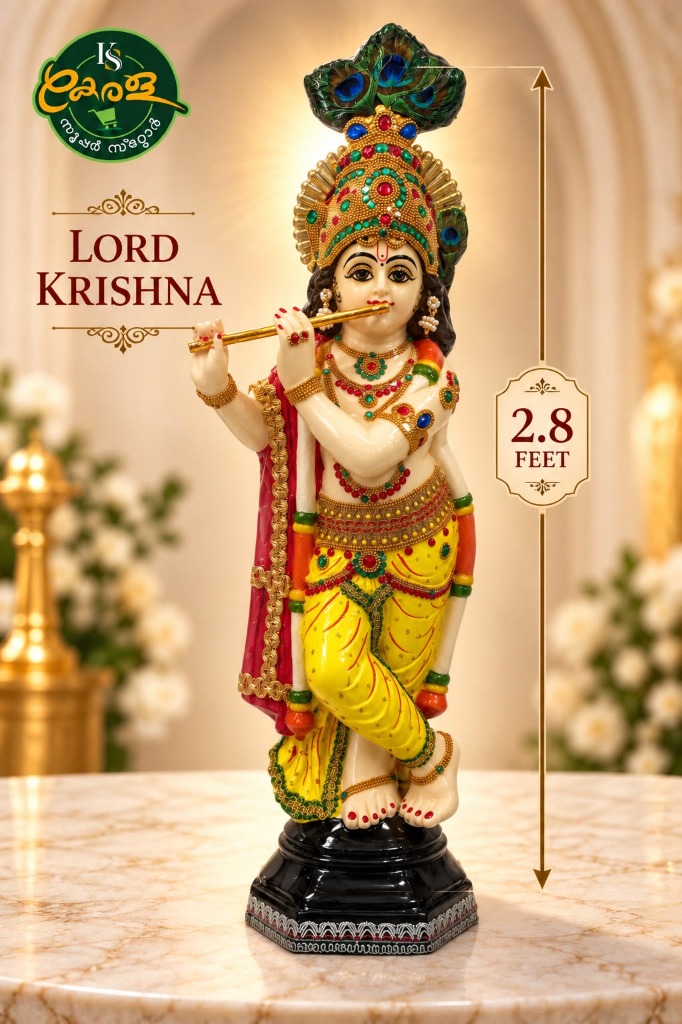 Lord Krishna Devotional Statue - Marble White (2.8 Feet)