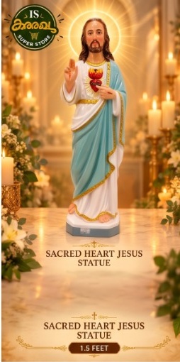 Sacred Heart Jesus Statue - Cyan Blue Robe (1.5 Feet)