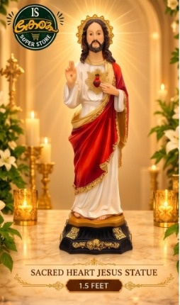 Sacred Heart Jesus Statue - Red Robe (1.5 Feet)