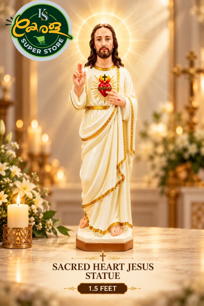 Sacred Heart Jesus Statue - White Robe (1.5 Feet)