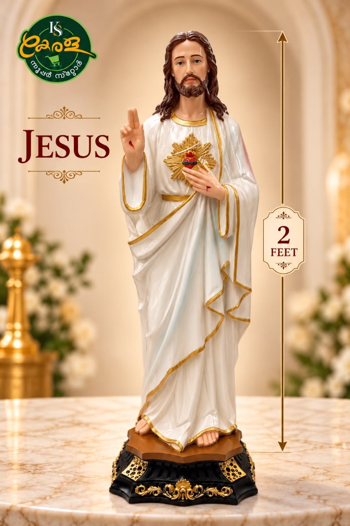 Sacred Heart of Jesus Statue - White & Gold Robe (2 Feet)